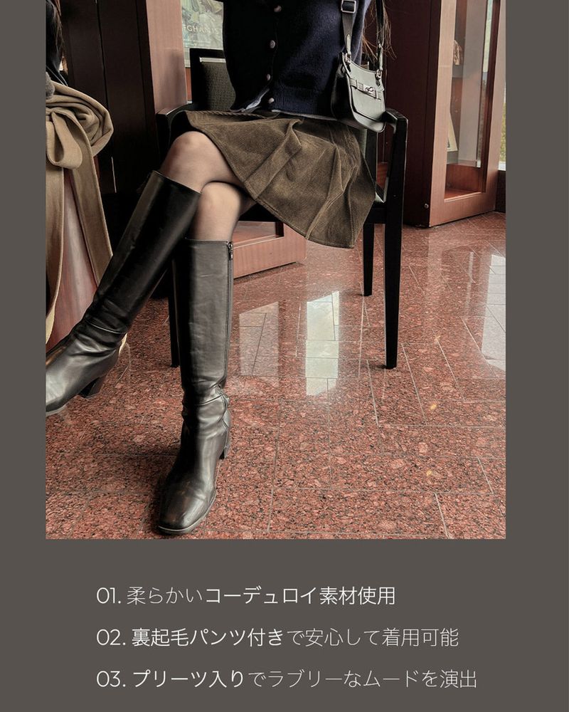 【MADE】 Corduroy pleated mini skirt