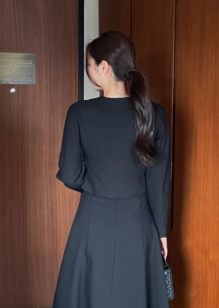 Siken Double Crop Jacket Flare Skirt Set
