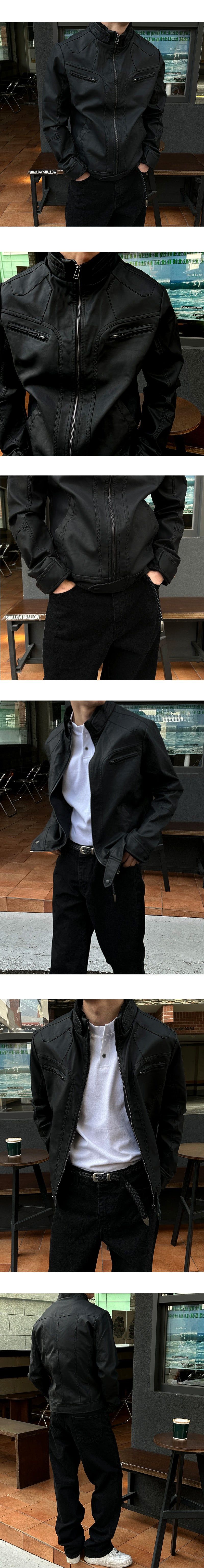 [PROMOTION] Leather zipper biker jacket(2color)