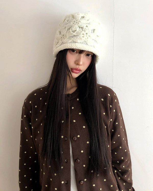 Resu Flower Pattern Knit Beanie