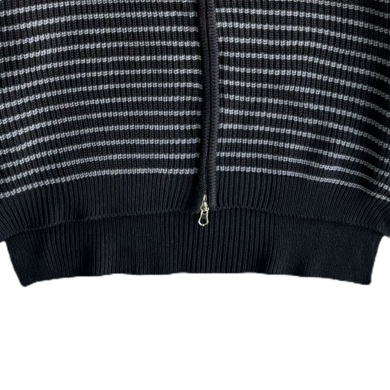 MEI STRIPE HAND-WARMER KNIT ZIP-UP UNISEX (2Color)