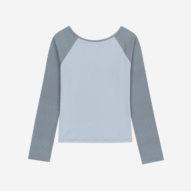 Stripe Raglan Long Sleeve / Blue Grey