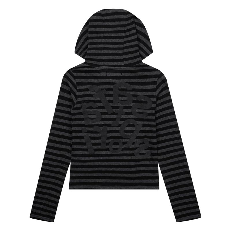 1/2 TICKETING STRIPE BORDER HOODIE (BLACK)