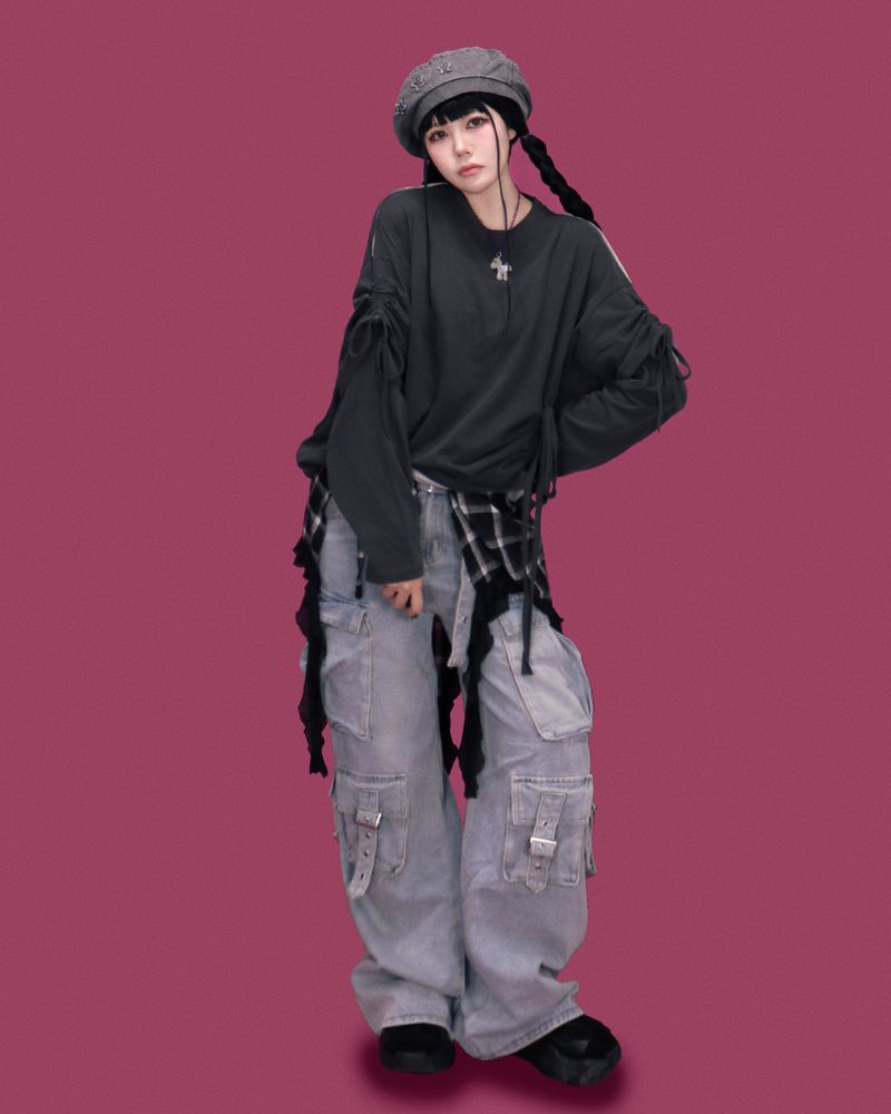 papa cargo denim pants