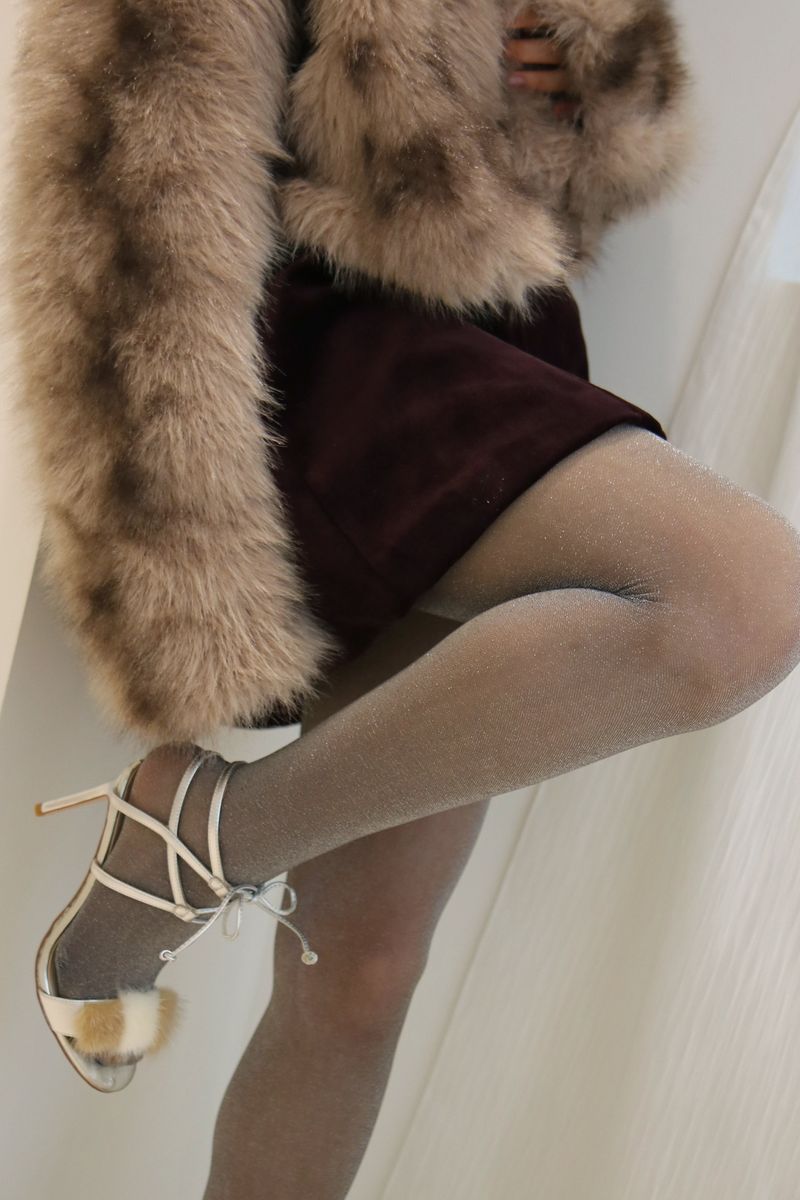 warm gray shiny tights