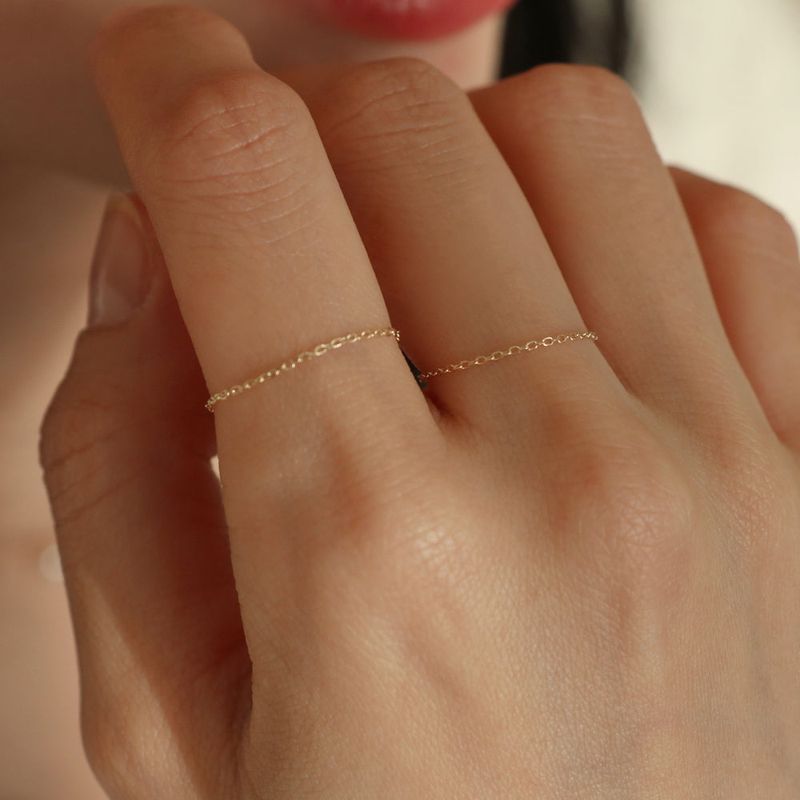 14K gold basic chain ring