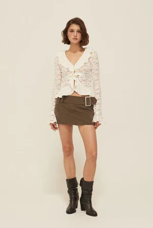 Floral ruffle cardigan