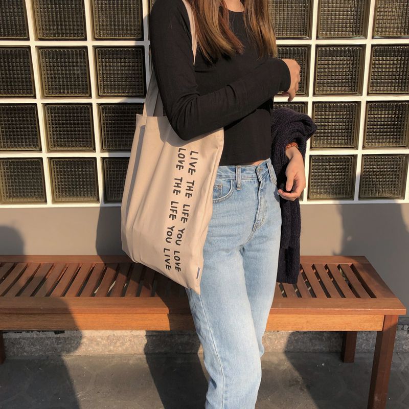 Lettering eco bag (Milk cocoa)