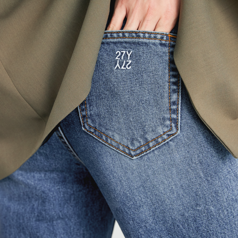 middle blue semi wide jeans - SW003