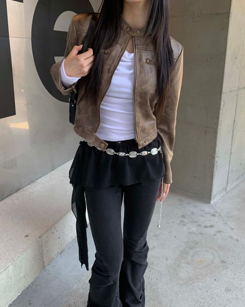 Suede leather jacket