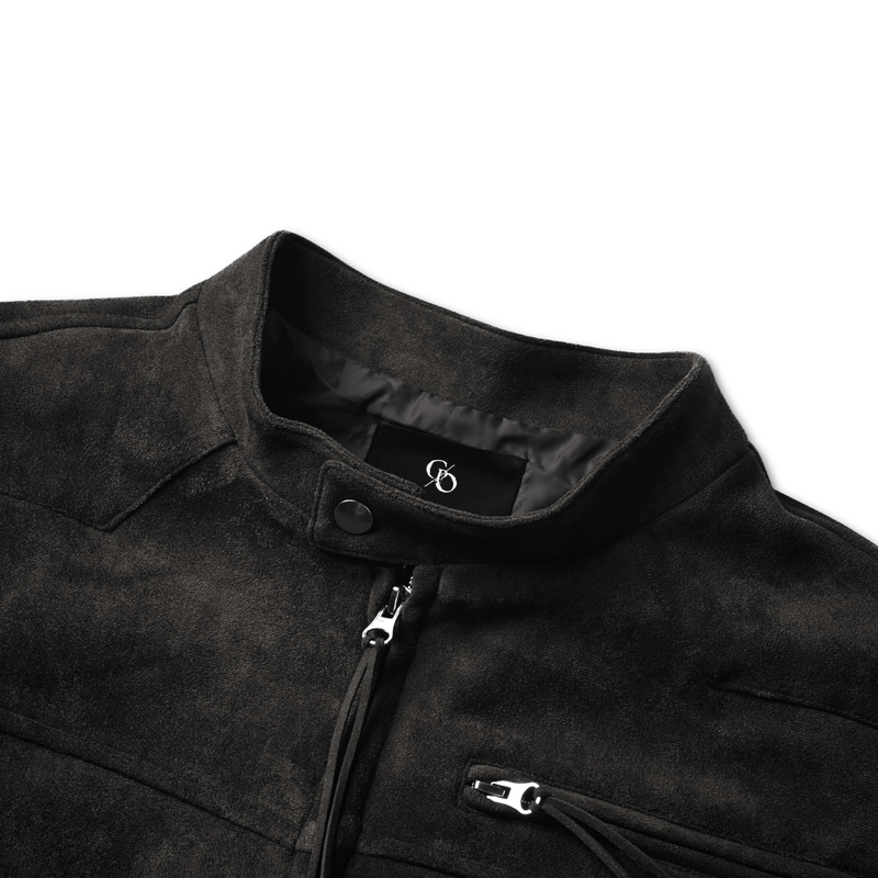 (MADE) ONE PICK WESTERN BIKER SUEIDE JACKET-BLACK