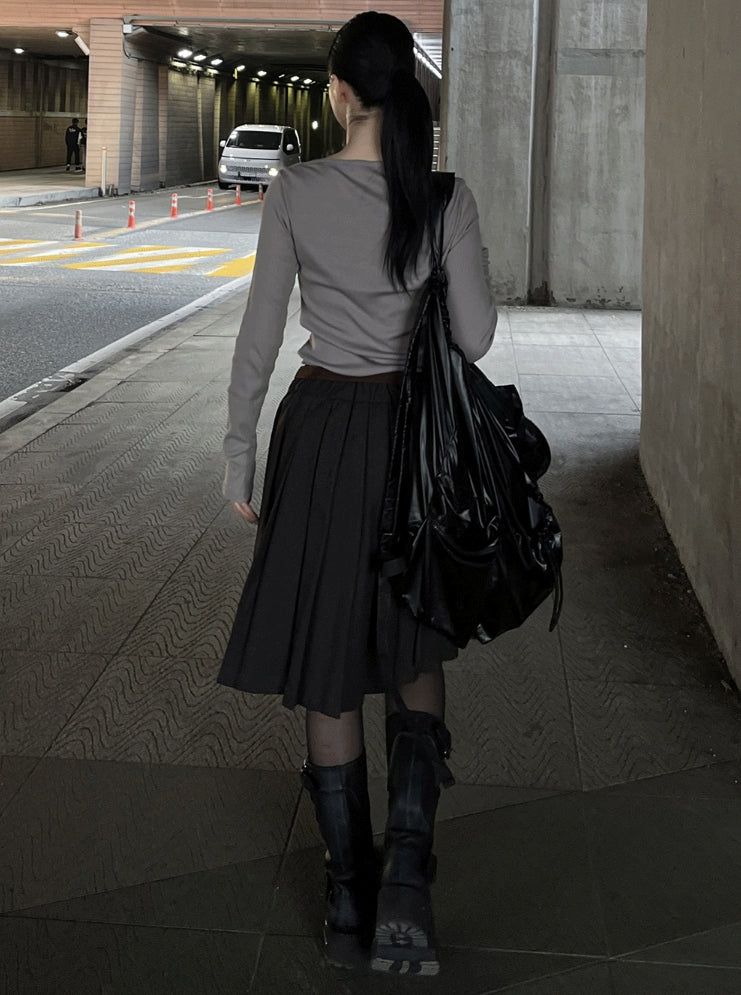 Long midi pleated skirt