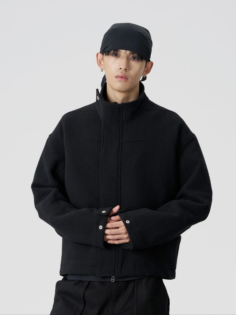 FMACM Wool-Blend Tweed Rectangular Pocket Jacket