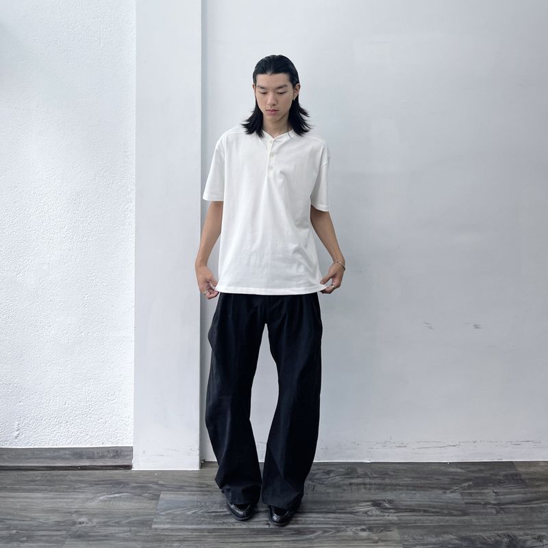 Collarless Henley Tee