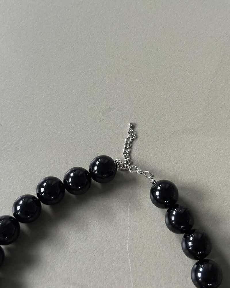 18 mm Black Pearl Ball Necklace