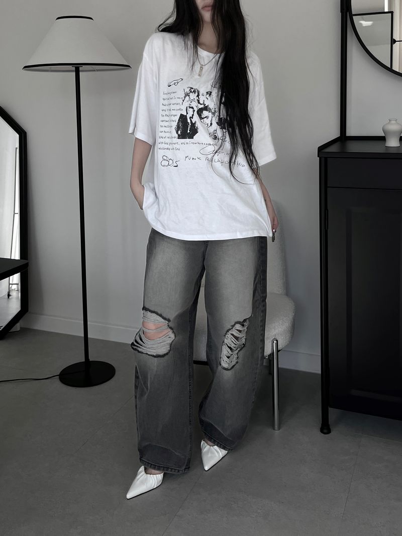 gray damaged balloon denim