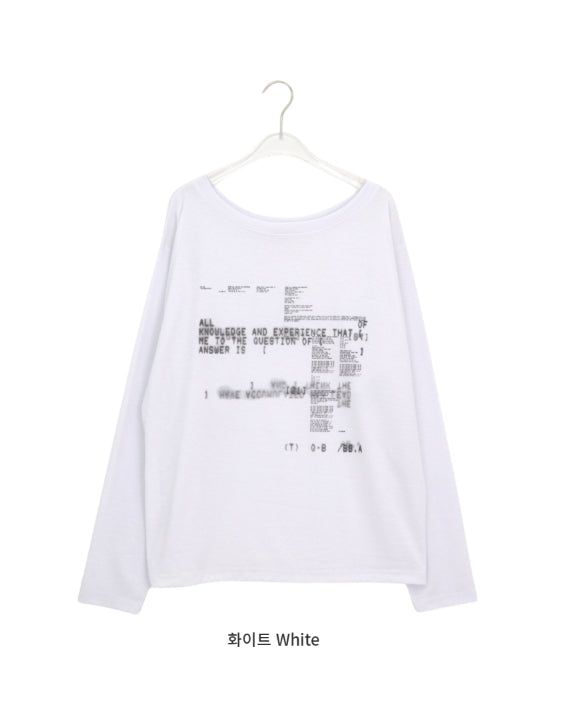 Gauss Loose Fit Printing Off-Shoulder Long Sleeve Tee