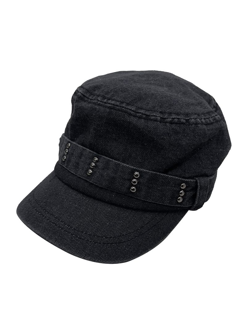 studded denim cap