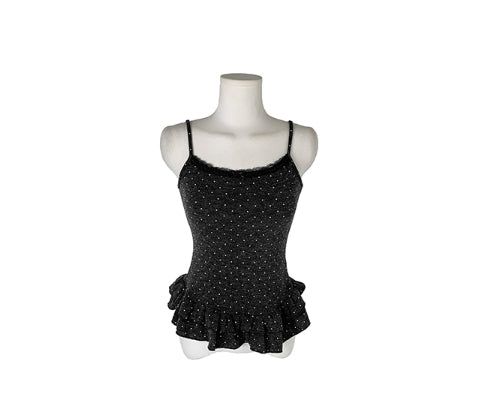 Gren Dot Frill Cardigan Sleeveless Set