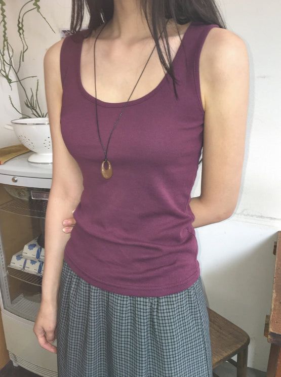 BAON（バオン）の「Duhin Basic Color Layered Round Sleeveless（Tops）」