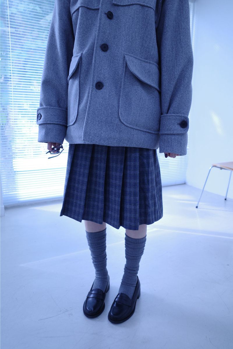 Hose check pleats midi sk (2color)