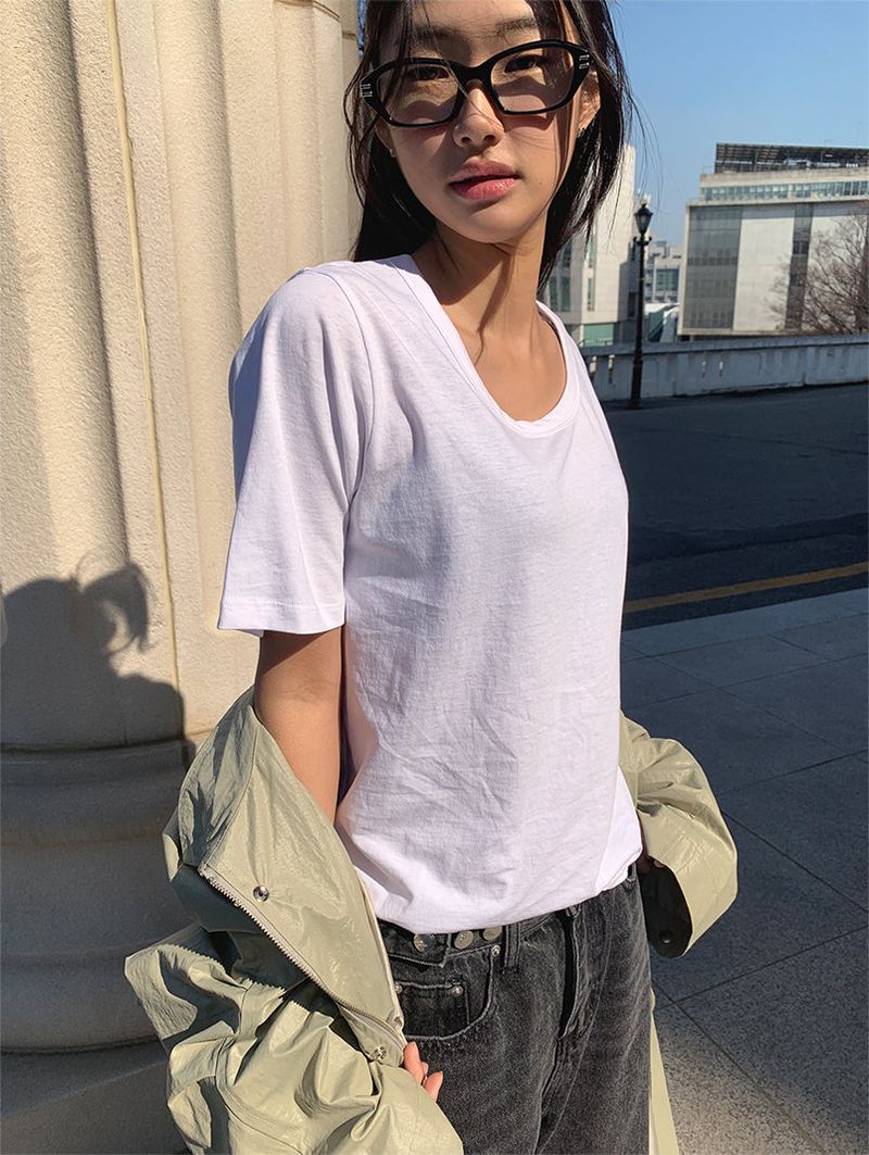 AIR U-NECK LOOSE TEE (5C)