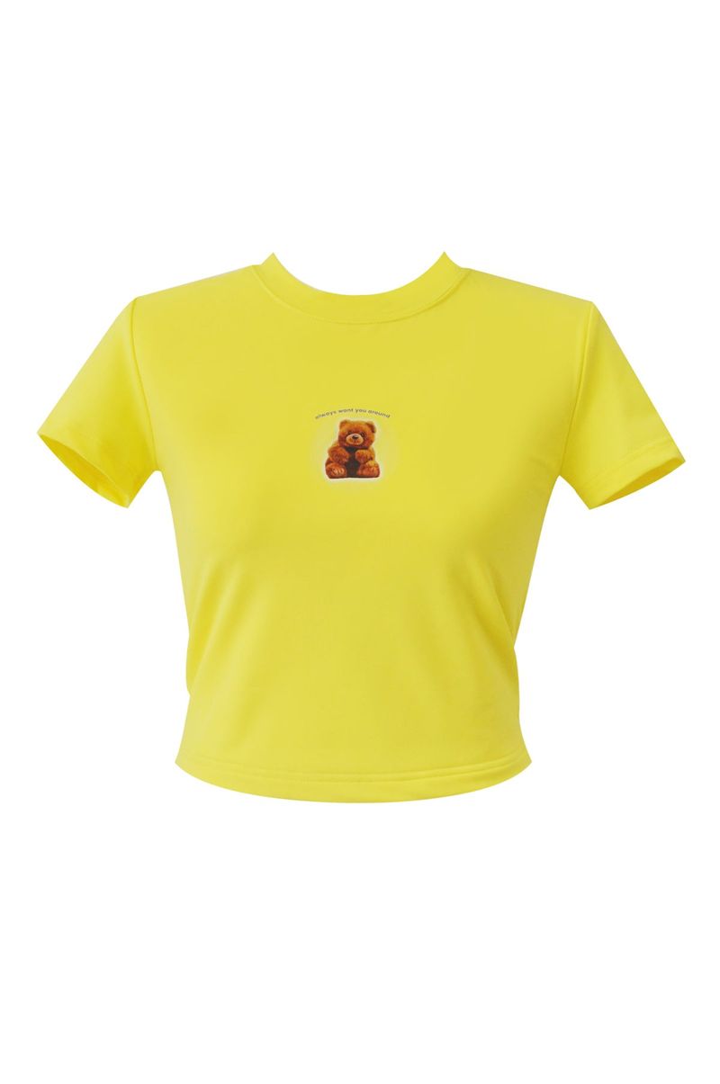 CREVY(クレビー)の「90s bear crop span short sleeve t-shirts (yellow)(Tops)」