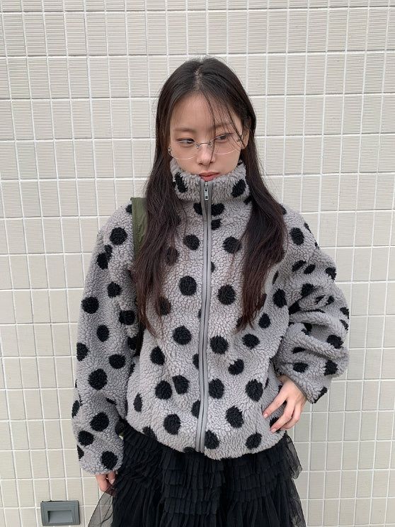 Ratmaru Dot Fleece Zip-Up Jumper