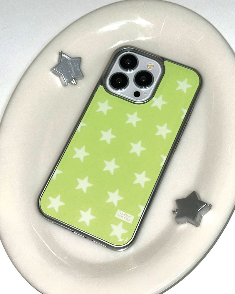 ofty lamp（オフティランプ）の「[made] soda jelly star lightgreen phone case (epoxy silver bumper)（Smartphone Accessories）」