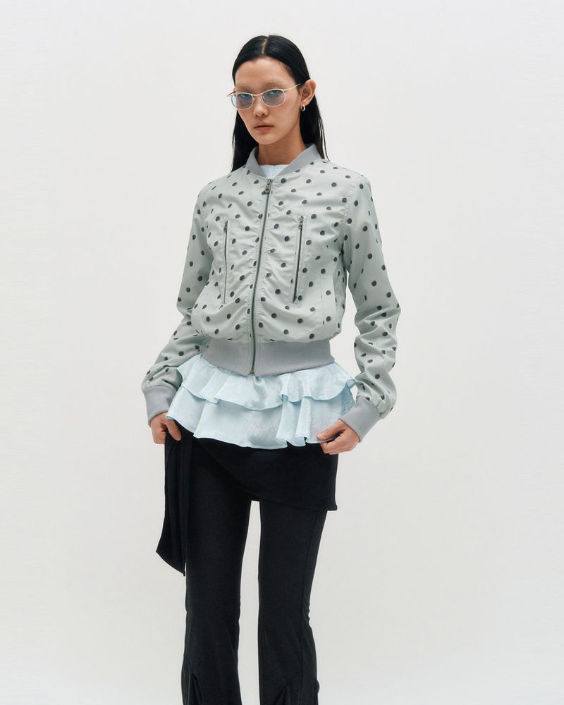 Dot Graphic Windbreaker _ GREY