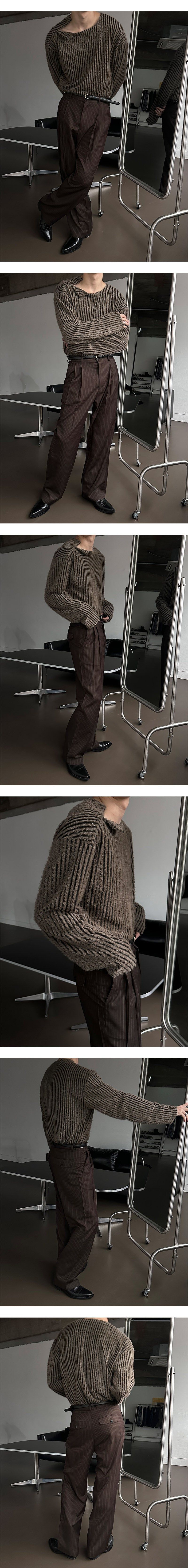  [S/S] Stripe snap henry neck sleeves(2color)