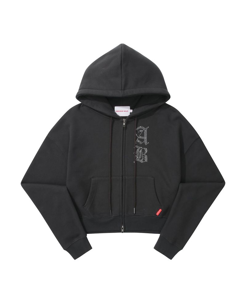 ARCHIVE BOLD(アーカイブボールド)の「AB CROP HOOD ZIP-UP (CHARCOAL)(Tops)」