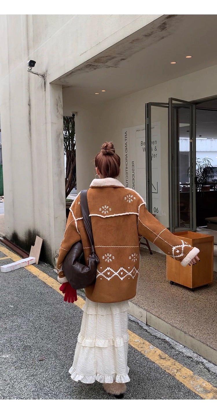 Camel suede oversized fit coat