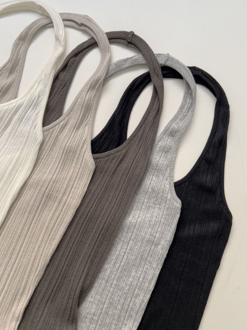 Frill halterneck knit bustier