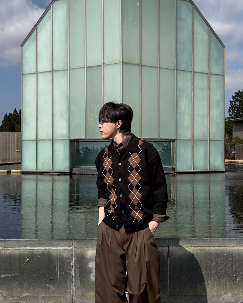 Thebel Argyle Knit Cardigan
