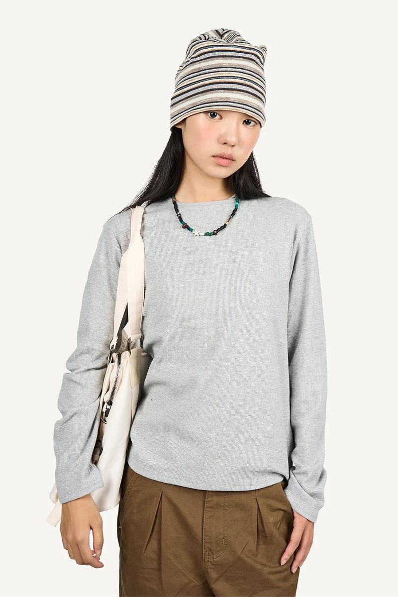 Raucohouse（ラウコハウス）の「Slim Crop Waffle Long Sleeve（Tops）」