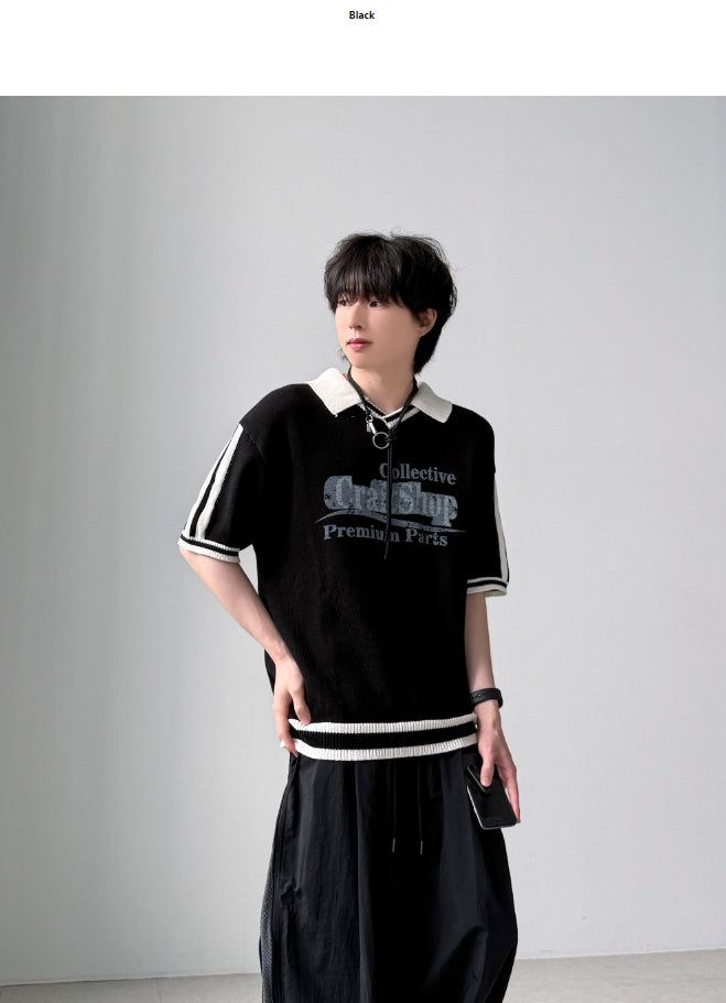Blif Collar Half Sleeve Knit