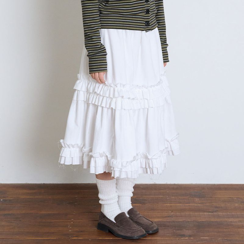 RUFFLE POINT SKIRT - WHITE