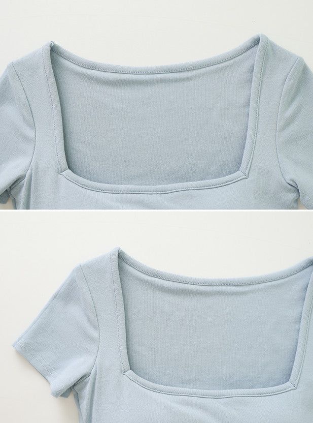#Basic Square Cap Slim Short Sleeve T-shirt (5color)