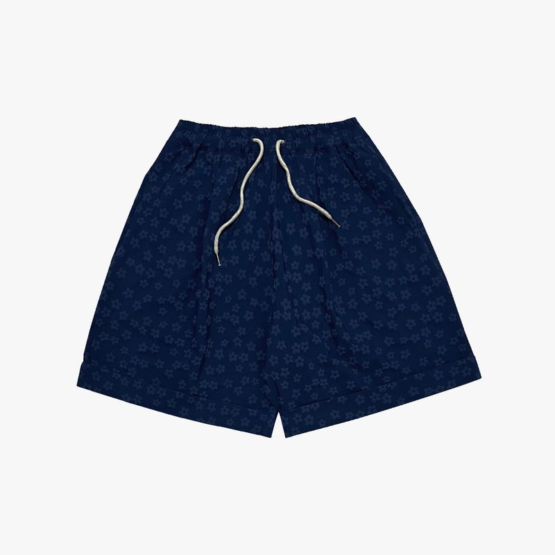 flower turn-up shorts_blue