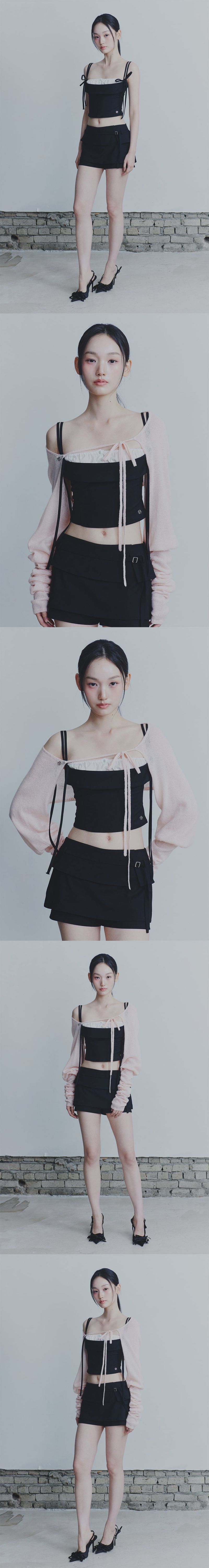 HEART RIBBON TOP black