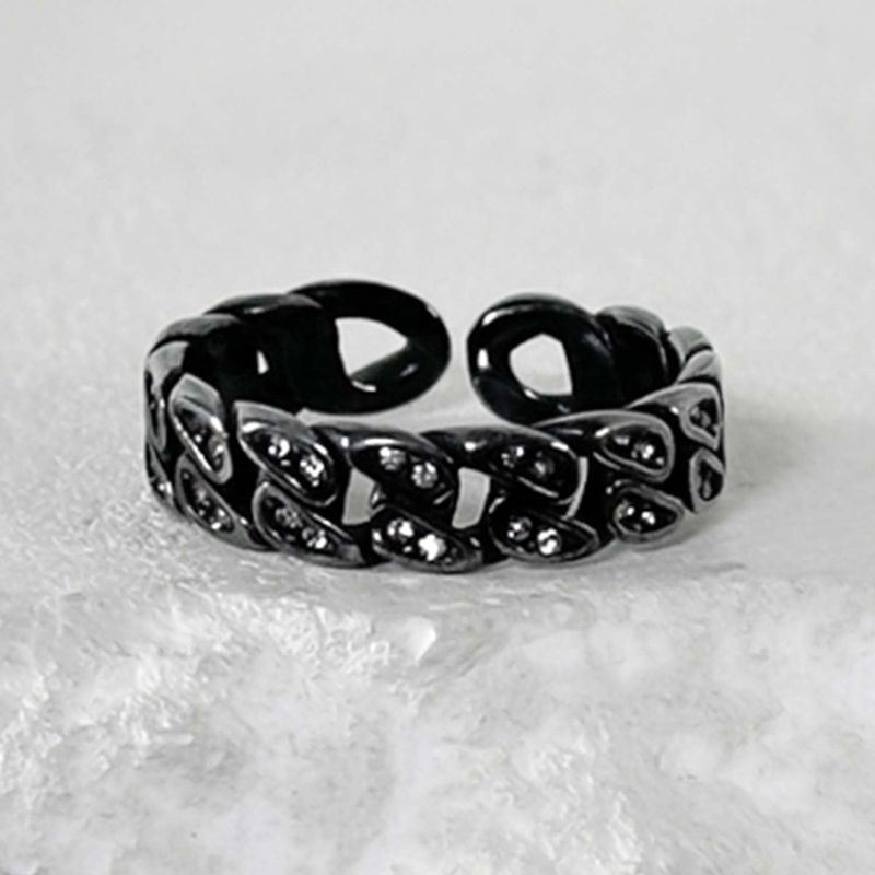 BLESSED BULLET(ブレスドブレット)の「ss-ICE CLASSIC CHAIN OPEN RING_ICE BLACK(Accessories)」