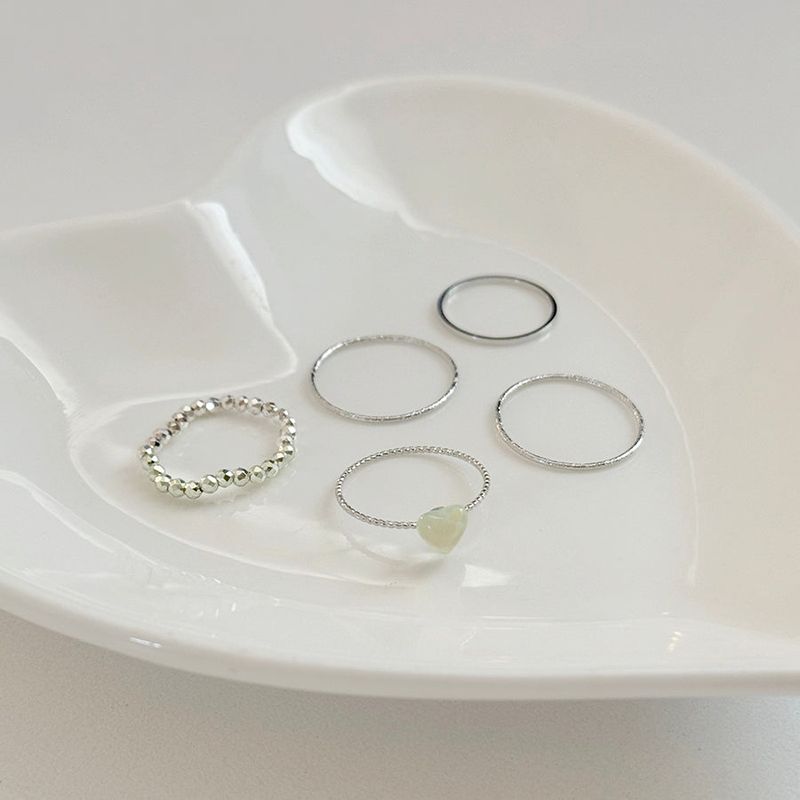 Blingmoon（ブリングムーン）の「5-Set キッチュハートレイヤードリングセット / 3 Colors / シンプルデイリービーズ（アクセサリー）」
