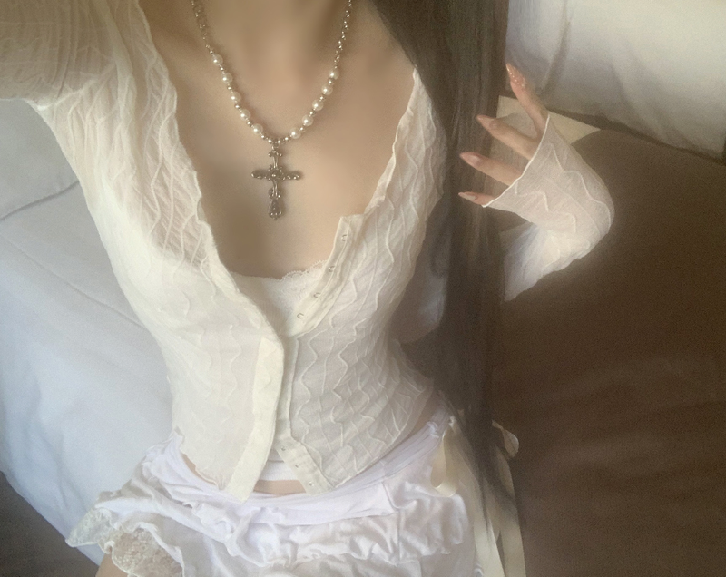 suzen（スゼン）の「[only suzen] rofia Cross White Pearl Necklace（Accessories）」