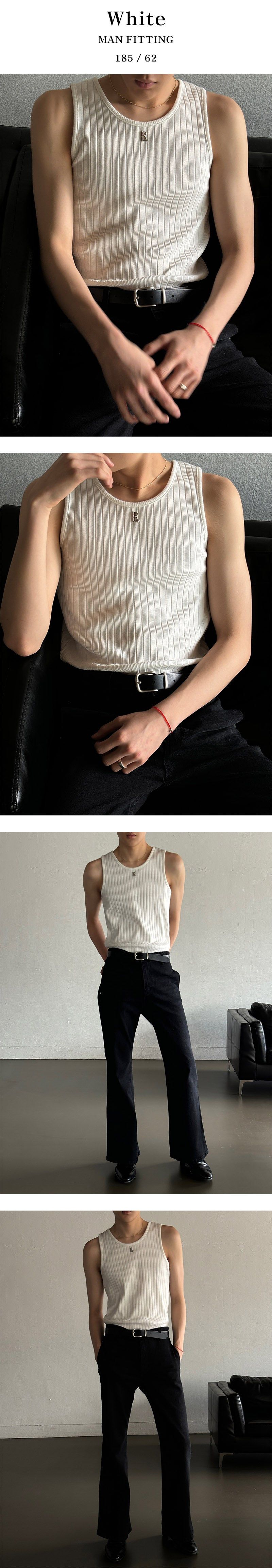 [S/S] High ribbed logo sleeveless(6color)
