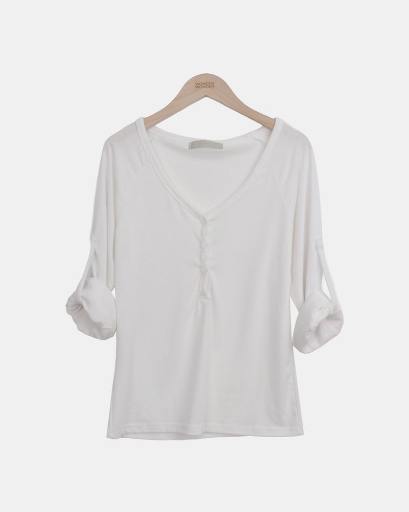 Adam V-Neck Roll-Up Long-Sleeve T-Shirt