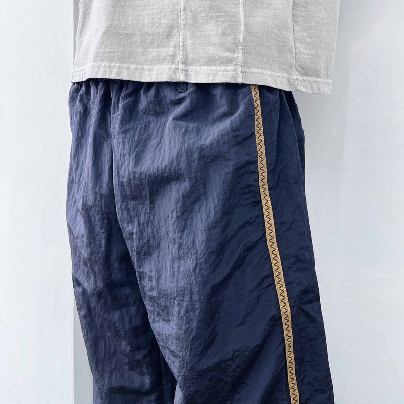 ネイビー サイドライン ドレープド パンツ