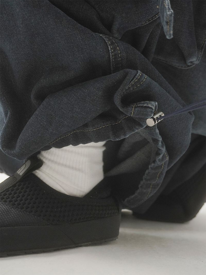 Drop buckle cargo denim pants -2C