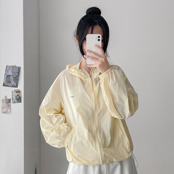 Pastel Cool Tone Hooded Zip-Up Windbreaker (5 colors)