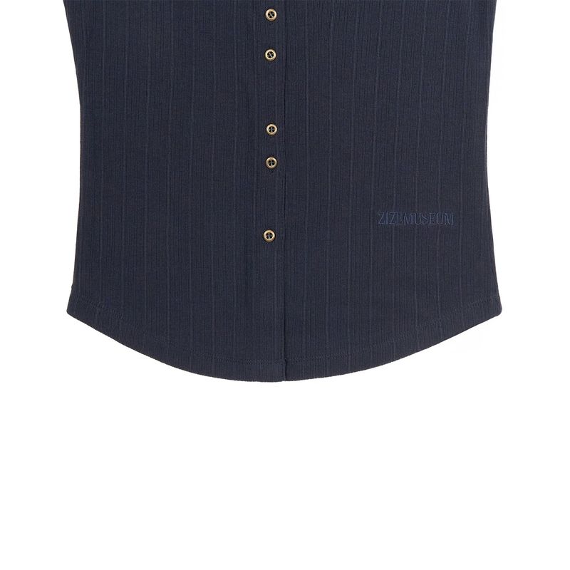 BUTTON DETAIL SHIRTS CARDIGAN(DEEP NAVY)
